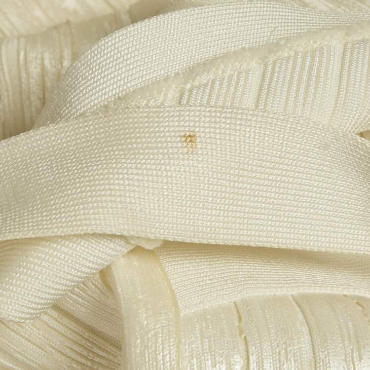 Pre Owned Herve Leger White Coated Knit Bandage Mini Dress S