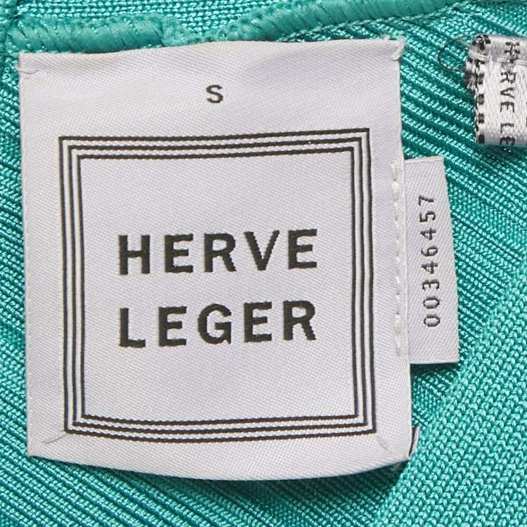 Pre Owned Herve Leger Blue Knit Bandage Layton Dress S