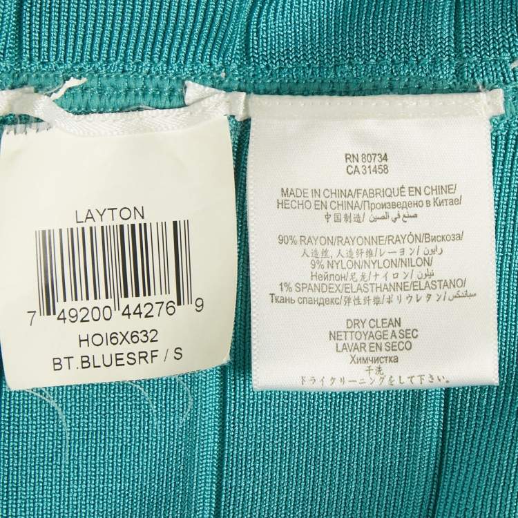 Pre Owned Herve Leger Blue Knit Bandage Layton Dress S