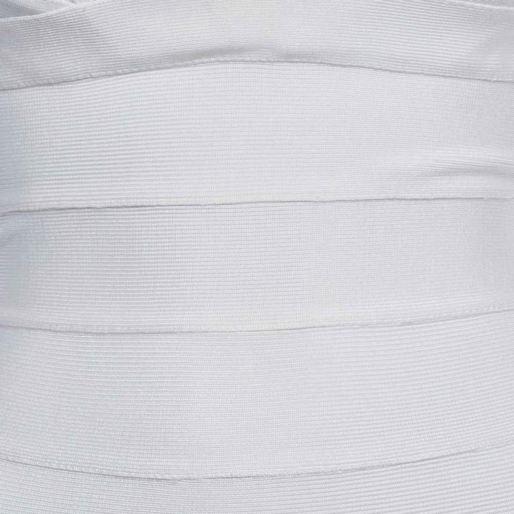 Pre Owned Herve Leger White Bandage Knit Mini Dress S