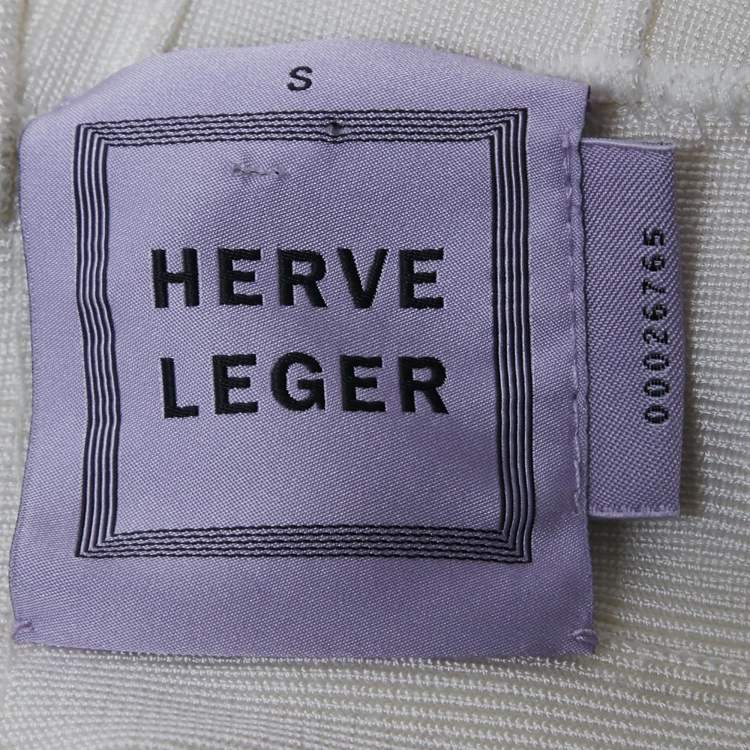 Pre Owned Herve Leger White Bandage Knit Mini Dress S