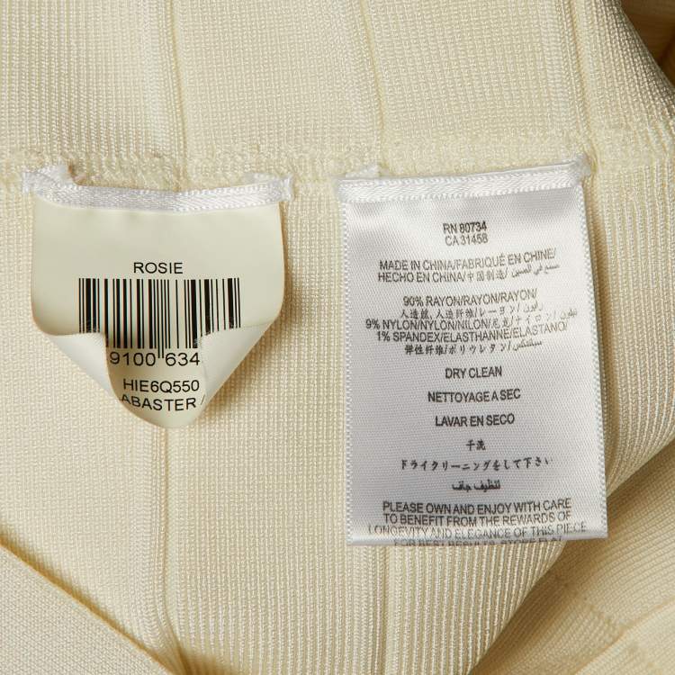 Pre Owned Herve Leger Off White Jersey Alabaster Bandage Mini Dress M