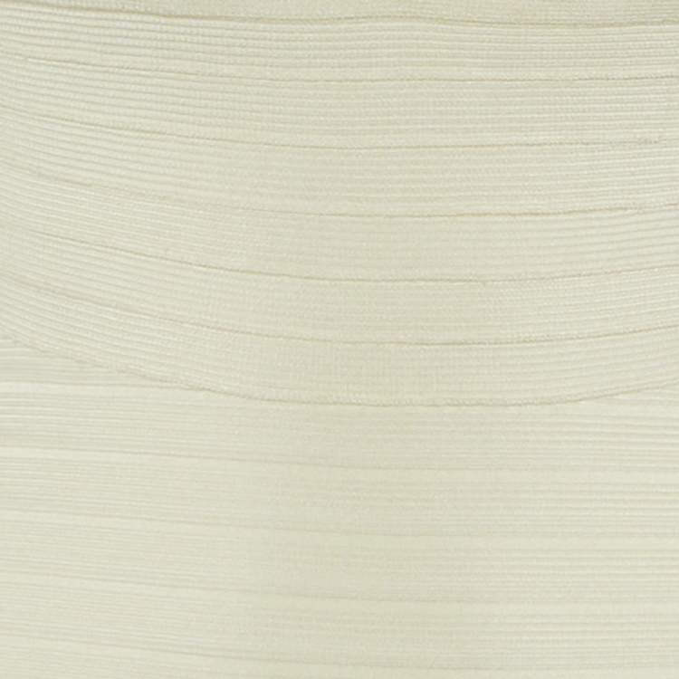 Pre Owned Herve Leger Off White Jersey Alabaster Bandage Mini Dress M