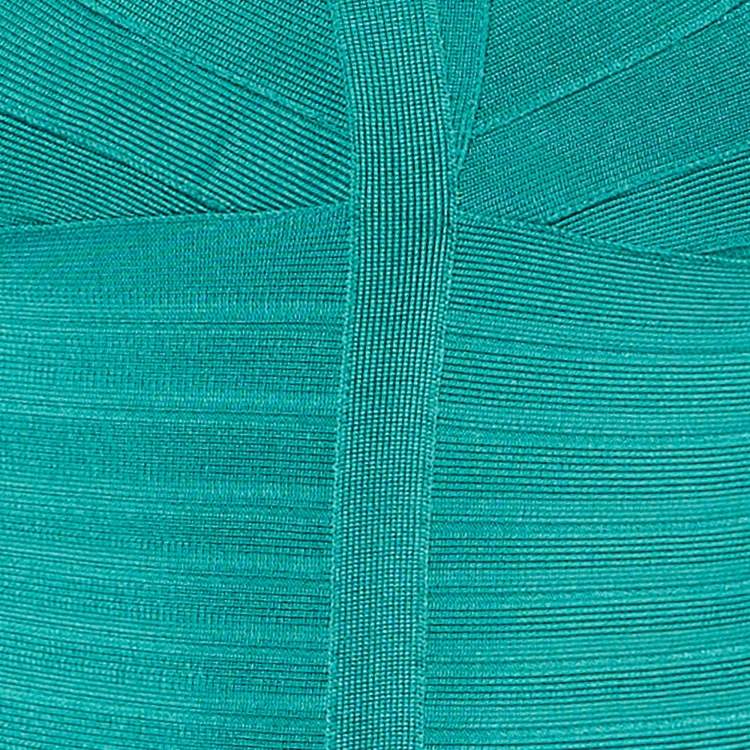 Pre Owned Herve Leger Turquoise Jersey Bandage Mini Dress XS