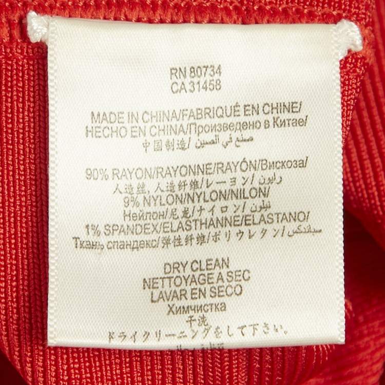 Pre Owned Herve Leger Red Knit Maxi Bandage Dress S