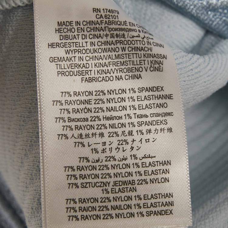 Pre Owned Herve Leger Blue Textured Lurex Knit Mock Neck Sweatshirt L