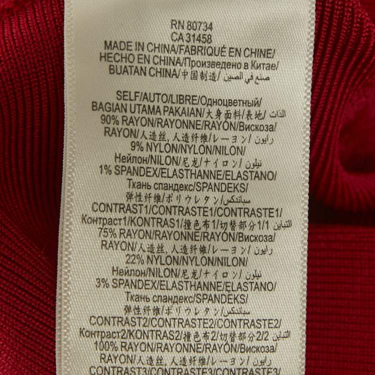 Pre Owned Herve Leger Red Bandage Knit Fringed Bodycon Dress M