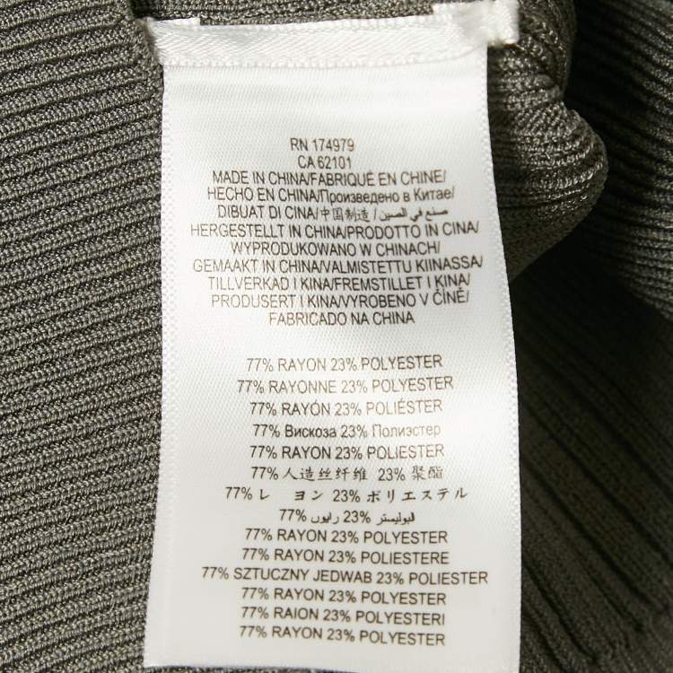 Pre Owned Herve Leger Grey Rib Knit Lace-Up Sleeve Mini Dress XS