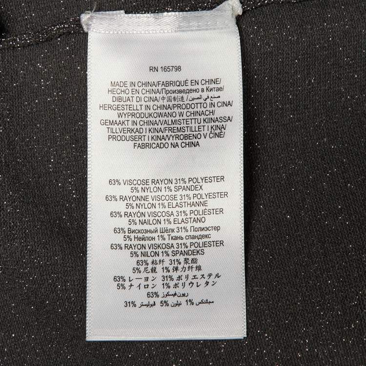 Pre Owned فستان سهرة هيرفي ليجري ميتاليك رمادي بأكمام طويلة صغير