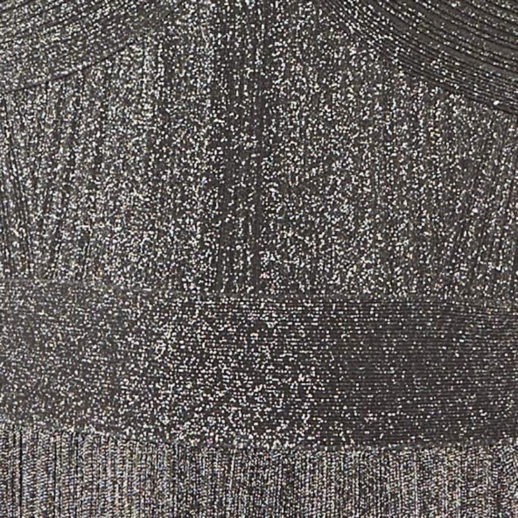 Pre Owned فستان سهرة هيرفي ليجري ميتاليك رمادي بأكمام طويلة صغير
