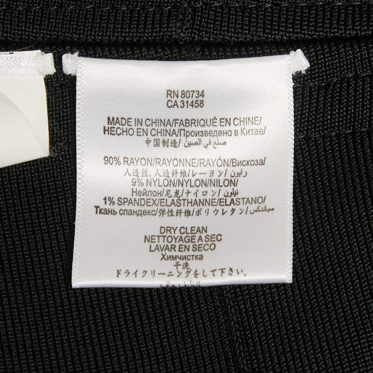 Pre Owned Herve Leger Black Bandage Knit One Shoulder Mini Dress XS