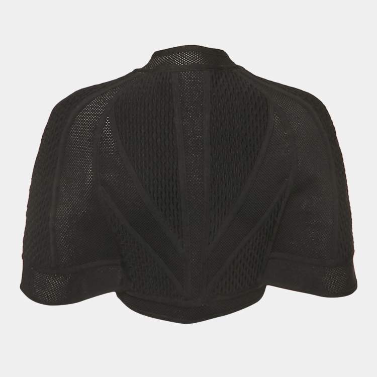 Pre Owned Herve Leger Black Textured Knit Crop Cape Jacket S
