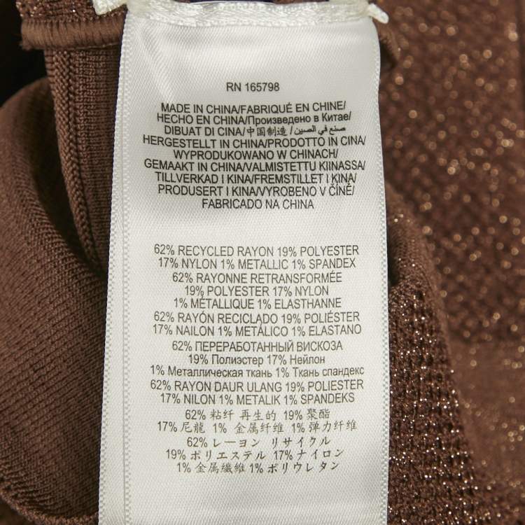 Pre Owned Herve Leger Brown Metallic Lurex Knit Bandage Mini Dress M