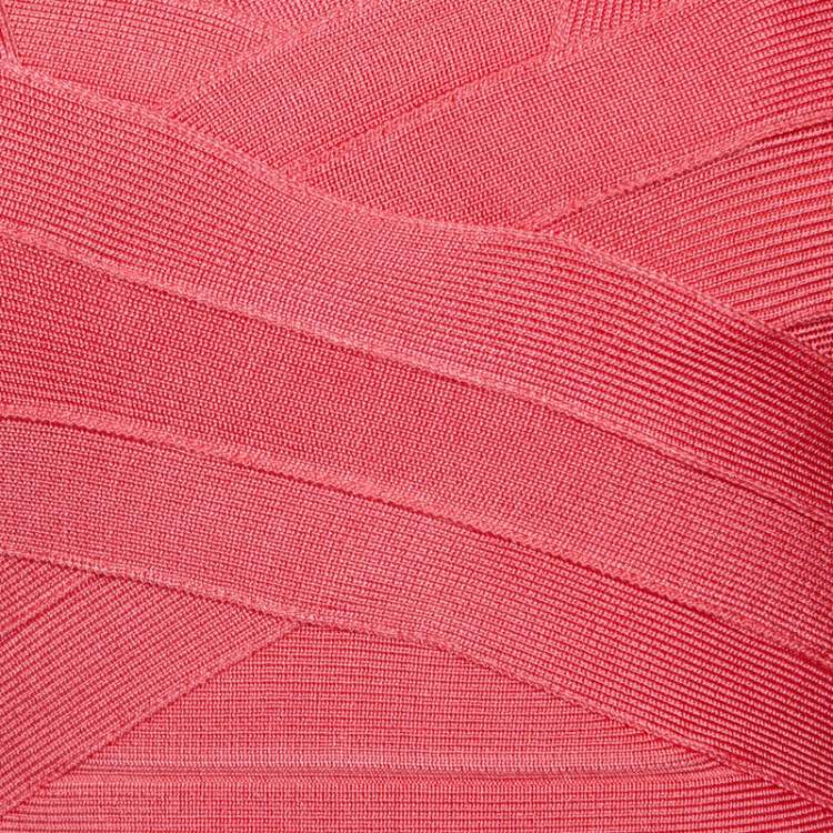 Pre Owned Herve Leger Blush Peach Sleeveless Bandage Dress S