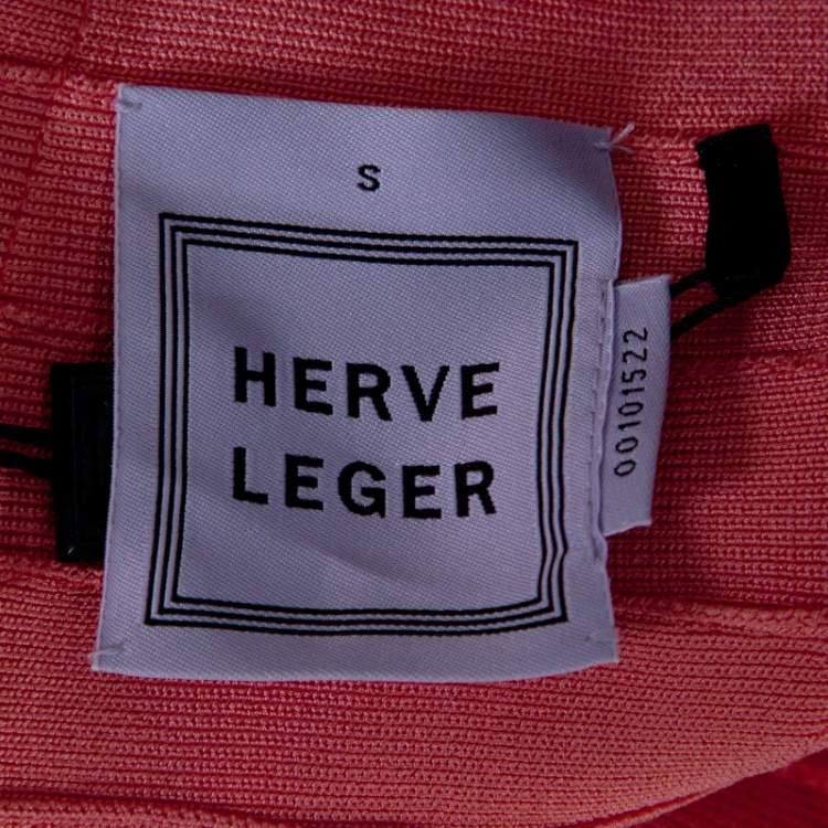 Pre Owned Herve Leger Blush Peach Sleeveless Bandage Dress S