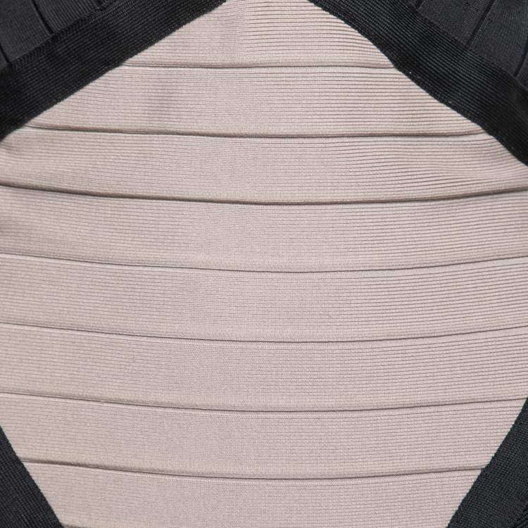 Pre Owned Herve Leger Colorblock Knit Halter Neck Bandage Dress S