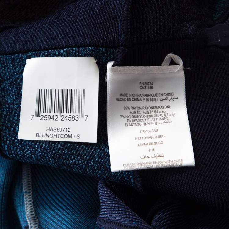 Pre Owned Herve Leger Ombre Blue Knit Strapless Bandage Mini Dress S 