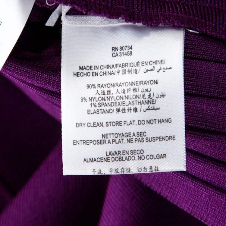 Pre Owned Herve Leger Purple Knit Strapless Signature Essential Dress XS 