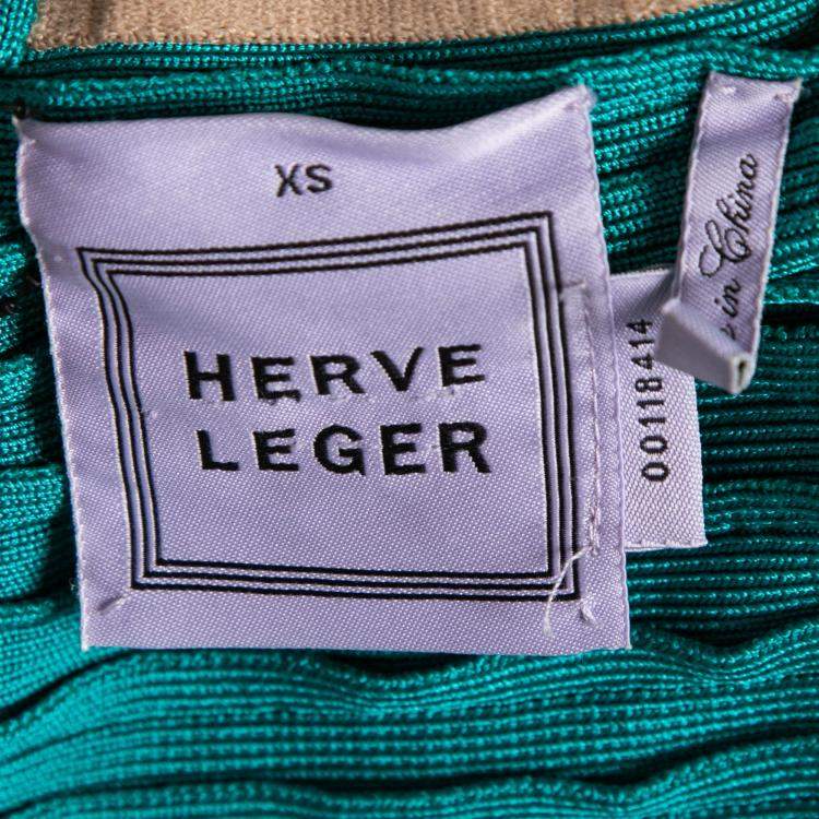 Pre Owned Herve Leger Jade Green Sleeveless Scoop Neck Bandage Dress XS