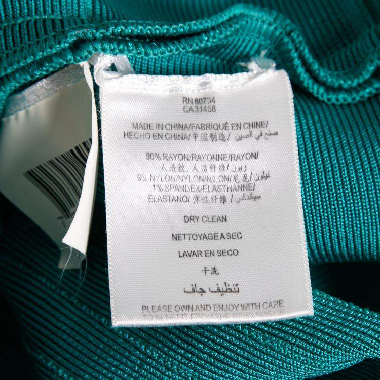 Pre Owned Herve Leger Jade Green Sleeveless Scoop Neck Bandage Dress XS
