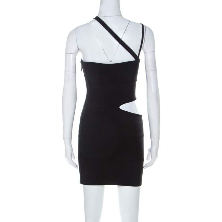 Pre Owned Herve Leger Black Bandage Cutout Vivien Mini Dress XS