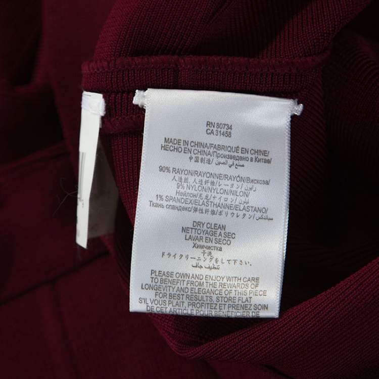 Pre Owned Herve Leger Dark Maroon Keyhole Detail Iridessa Bandage Dress M