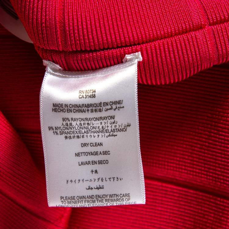 Pre Owned Herve Leger Fuchsia Karen Long Bandage Dress L 