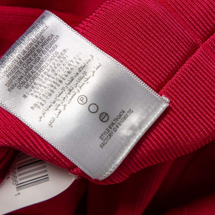Pre Owned Herve Leger Fuchsia Karen Long Bandage Dress L 