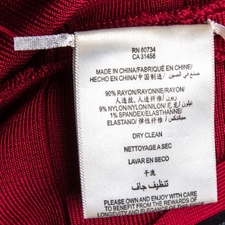 Pre Owned Herve Leger Burgundy Lauren Bandage Cocktail Dress XS