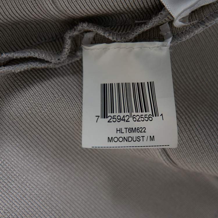 Pre Owned Herve Leger Light Grey Bandage Sleeveless Bodycon Dress M