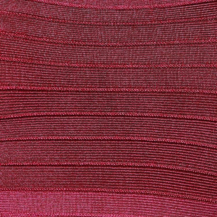 Pre Owned Herve Leger Fuchsia Ombre Knit Scalloped Strapless Dress S