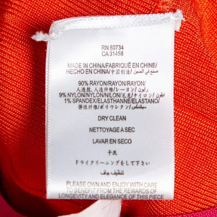 مملوكة مسبقًا Herve Leger Orange & Pink Colorblock Bandage Billie Mini Dress XS