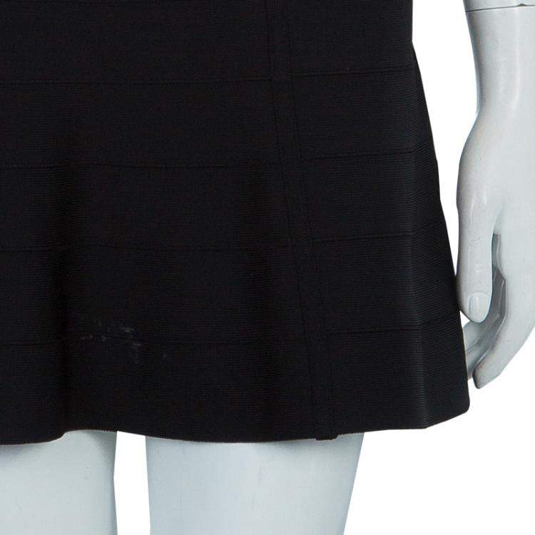 Pre Owned Herve Leger Black Crossover Sequin Embellished Bandage Dress XS