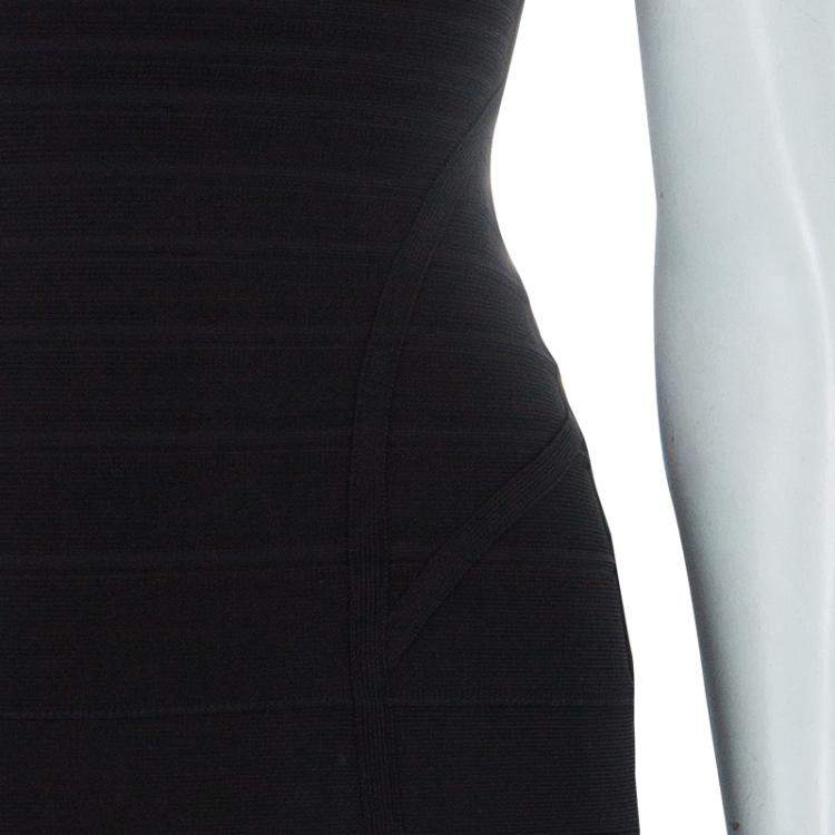 Pre Owned Herve Leger Black Crossover Sequin Embellished Bandage Dress XS