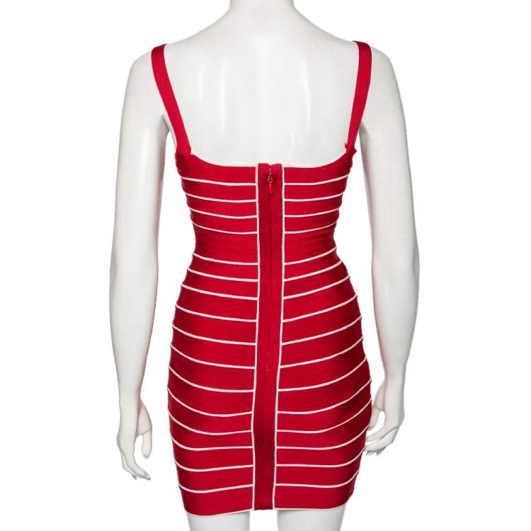 Pre Owned Herve Leger Red Bandage Julietta Bodycon Mini Dress XS