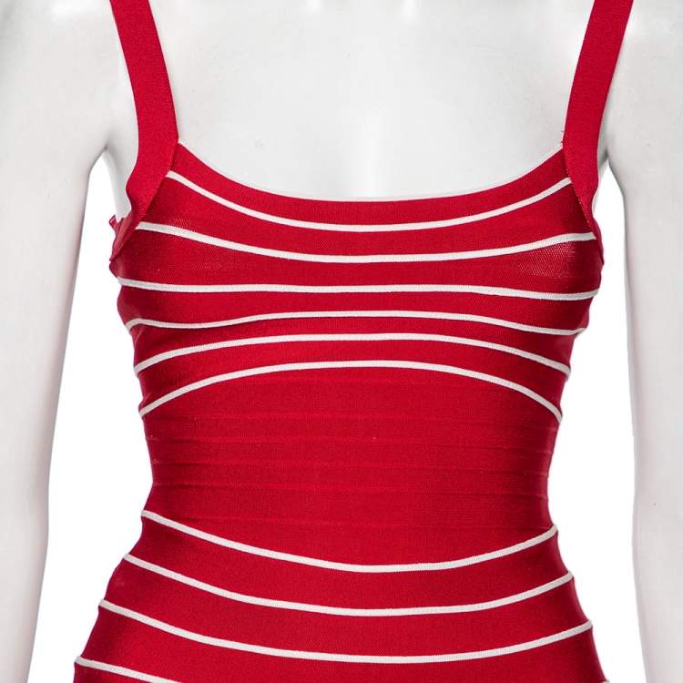 Pre Owned Herve Leger Red Bandage Julietta Bodycon Mini Dress XS