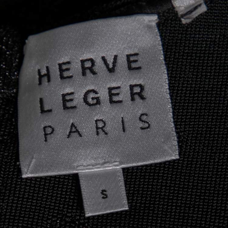 Pre Owned Herve Leger Black Lurex Knit Embellished Fitted Dress S 