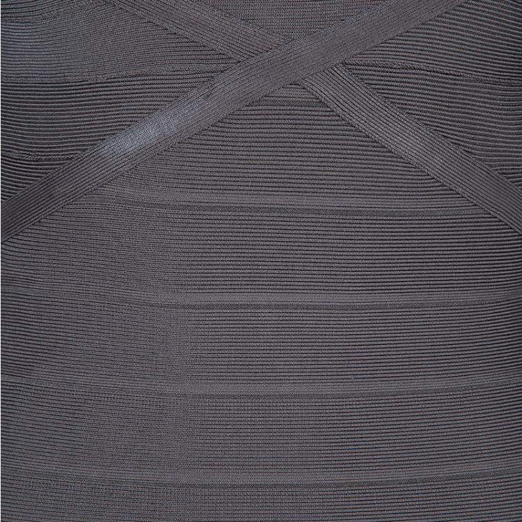 Pre Owned Herve Leger Grey Cross Back PU Sequin Embellished Bandage Dress S