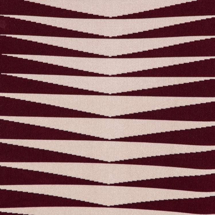 Pre Owned Herve Leger Maroon & Cream Patterned Stretch Knit Karlie Short Dress XS