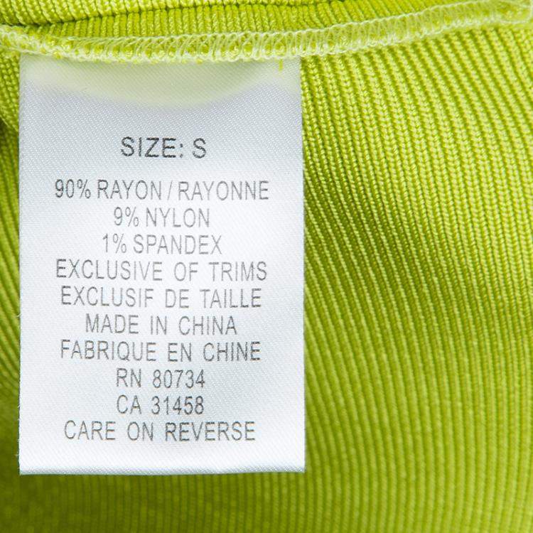 Pre Owned Herve Leger Neon Green Knit Halter Bandage Dress S
