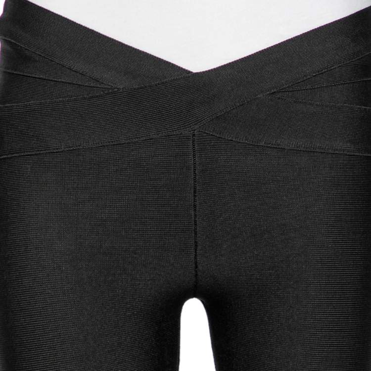 Pre Owned Herve Leger Black Knit Bodycon Leggings M