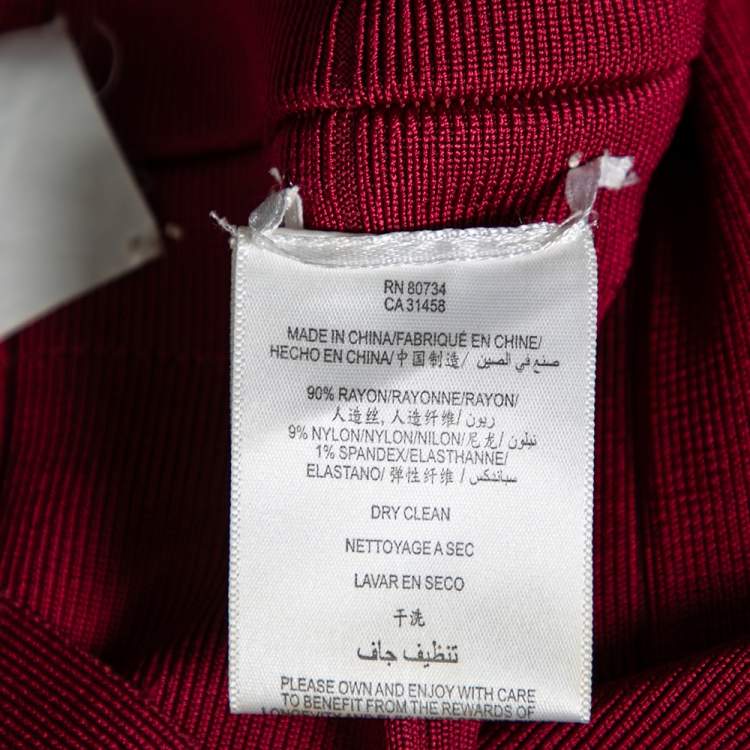 Pre Owned Herve Leger Burgundy Bandage Bodycon Dress M