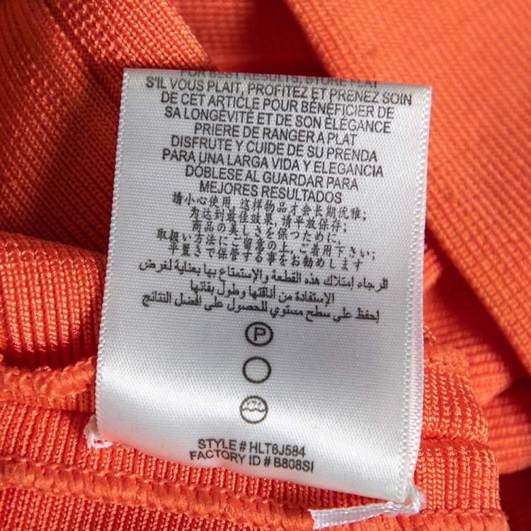 مملوكة مسبقًا Herve Leger Orange Bandage Sleeveless Bodycon Dress S