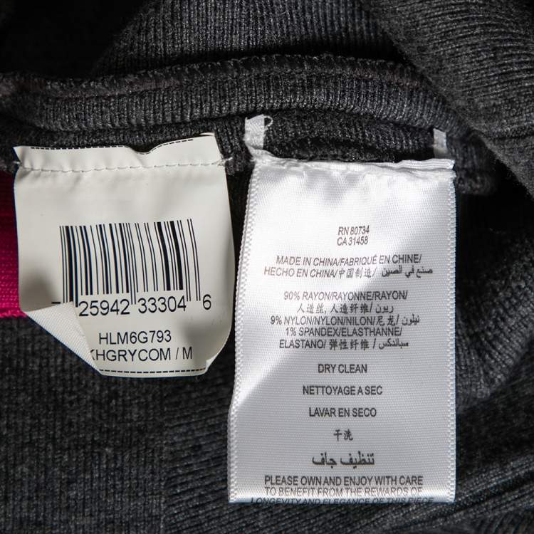 Pre Owned Herve Leger Grey and Pink Bandage Sleeveless Bodycon Dress M