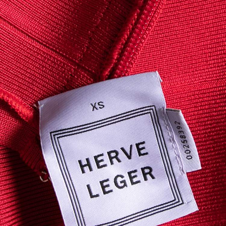 Pre Owned Herve Leger Red Bandage Bodycon Midi Dress XS