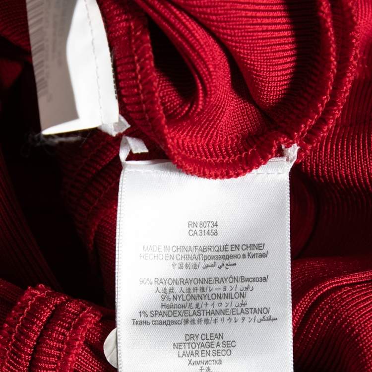 Pre Owned Herve Leger Red Bandage Bodycon Midi Dress XS