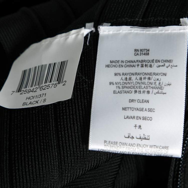 Pre Owned Herve Leger Black Cutout Detail Bandage Top S