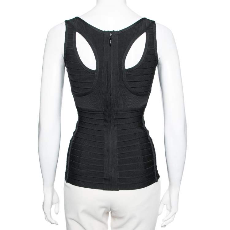 Pre Owned Herve Leger Black Cutout Detail Bandage Top S