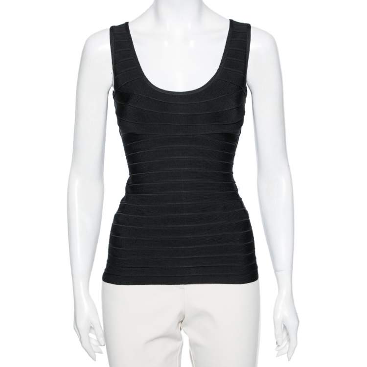 Pre Owned Herve Leger Black Cutout Detail Bandage Top S