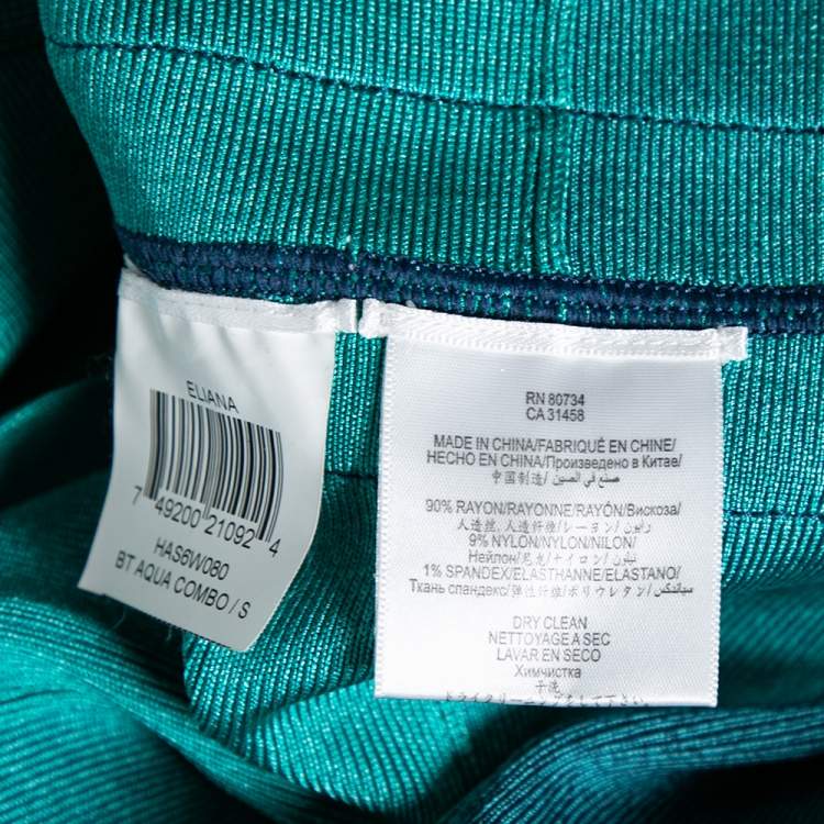 Pre Owned Herve Leger Blue & Green Ombre Bandage One-Shoulder Eliana Dress S 
